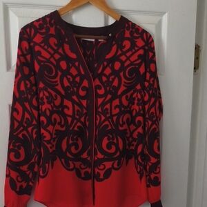 Stylish Red and Black Patterned Top